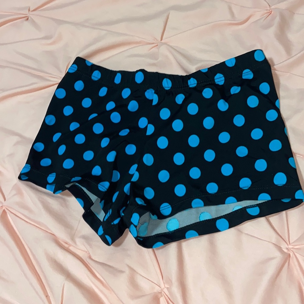 Black Dance Shorts with Blue Polka Dots